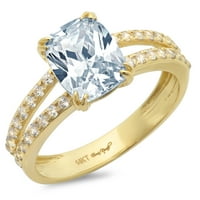 3. CT sjajan jastuk Cleani simulirani dijamant 18k žuti zlatni pasijans sa Accentima prsten sz 7.75