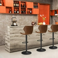 Set podesivih barskih stolica Kuhinja okretna traka za okretne trake Doručak Counter Visina koža, smeđa