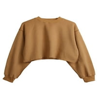 Avamo dame pulover Crew Crt Dukserice Solid Color Dukseričenje Zimska casual Top labav fit s dugim rukavima zeleni XL