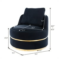 Okretna stolica za barel, moderna okretna stolica Akili, baršun okrugla okretna bačva za 360 ° sa jednim