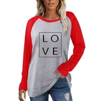 Ženske majice Pulover dugih rukava okrugli vrat T majica Casual bluza Tunika bluza Thirt Valentines
