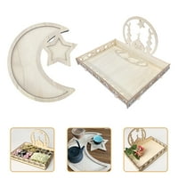 Ramadan drveni poslužiteljske ladice za desertna ploča za posluživanje Eid Mubarak ukras za zabavu
