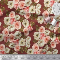 SIMOI CREPE svilena tkanina Ranunculus sa hrpe cvjetnom tiskanom tkaninom od dvorišta široko