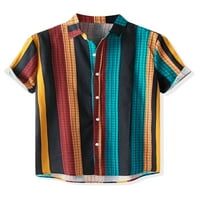 Lars Amadeus prugasti košulje za muške ljetne kratke rukave gumb dolje šarena havajska majica