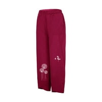 Ženska elastična struka pune boje, ležerne pamučne i posteljine cvjetne pantalone, širok dizajn s džepovima