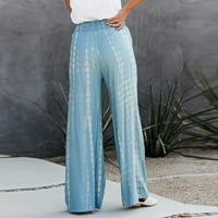 Kiplyki široke noge hlače na veliko ženski gradijentni tiskani džepovi elastični struk labave hlače