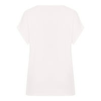 Ljetni ženski vrhovi plus veličina kratkih rukava s kratkim rukavima V izrez čvrste boje Basefit T majice