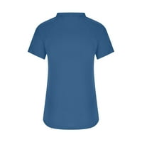 Ženske majice V-izrez kratki rukav labavi majice Ležerne prilike pune boje Basic Tops Ljetni bluze Plavi