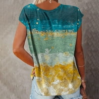 Fjofpr Ženski odjeća na vrhu Žene Ljeto tiskane majice Casual Chort rukav Okrugli izrez Loof Fit Pulover