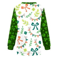 Žena St. Patricks Day Shamrock Dukserica Irska djetelina Grafički vrhovi prevelika majica dugih rukava