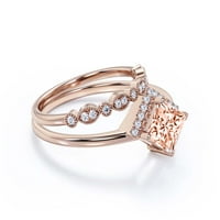 Boho & Hippie 2. Karat Princess Cut morgatit i dijamantni prsten za zabavu, klasični vjenčani prsten,