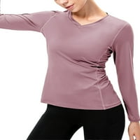 Nizieer Woge Yoga majica s dugim rukavima Ljetni vrhovi Solid Bool Workout Top sa džepnim tee V bluza