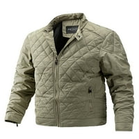 Beiwei Muškarci Poslovne jakne Prednji zip topla jakna za bomber Muške čvrstoće zimske obnovke sa džepovima Grey XXXL