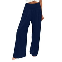 Žene Visoko struk široko labavo labavo u boji u boji pantalone casual plaže trendy pauza sa dva džepa