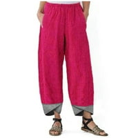 Levmjia ženske hlače plus klirence ljetno casual labavo pamučne i posteljine džepom Štampari hlače