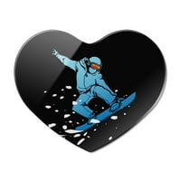Snowboarder na crnoj srcu akrilni frižider hladnjak magnet