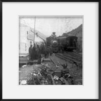 Foto: Klondike, Summit stanice, White Pass Railroad, C1900, Vlakovi na stanici