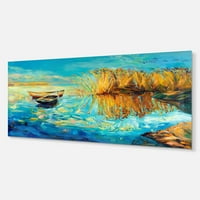 Art DesimanArt 'Colorful jezero sa brodovima METALNA METALNA ZIDARNA UMETNA UM. Široka. Visoka - ploča