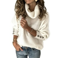 LIACOWI Žene Juniors Pletene Turtleneck džemper s dugim rukavima plus veličina pulover retro skakači