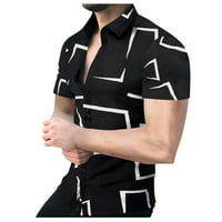 Muška košulja Summer Casual Geometric Prin majica Kratki rukav Isključite poklone za majicu ovratnika