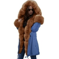 Ženske plus veličine kaputi i jakne jesen zimski kaputi Fleece Denim s kapuljačom dugih rukava preko