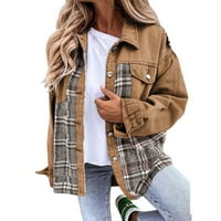 Mnjin ženska traper jakna plaćena kontrastna boja u boji dugih rukava s dugim rukavima prema dolje za