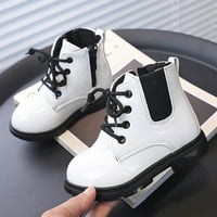 Ketyyh-Chn Little Girls Boots Boots Flat Bootie školske cipele Zip-up kratko bijelo, 24