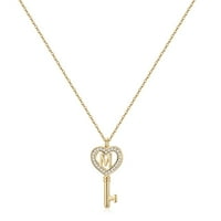 CZ Početni ogrlići za rođendan - 14K Zlatni Pleveni ogrlice Key CHARM CUBIC ZIRCONIJA Privjesak za monogram