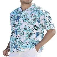 Glookwis Men rever izrez 3D digitalni tiskani majica Labavi Havajski tee cvjetni print Okrenite majicu