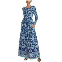 Ljetne haljine na prodaju za žene plus veličine Dugih rukava Digitalna haljina za ispis Okrugli vrat