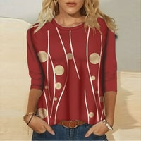 Košulje s dugim rukavima za žene Ženska modna casual tiska Okrugli izrez Labavi džemper Top Fragarn