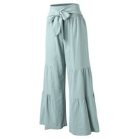 Ležerne pantalone za žene ljeto visokog struka pantalone pantalone na plaži hlače s dugim zvonicom donje