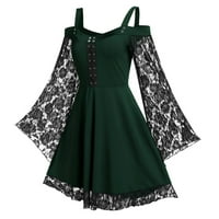 Ljetne haljine za žene čipke Halter a-line Dužina koljena Jednosedna haljina zelena 5xl