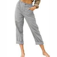 Žene labave casual elastične hlače Solidne boje ravne džepove Hlače Ugodne pantalone za prozračivanje