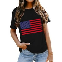 Thirts majice za žene Grafički tisak Amerika Zastava Ispis Okrugli vrat Tee vrhovi