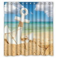 Greendecor sidro na plaži tiskano vodootporno tuš za tuširanje set s kukama za kupatilo