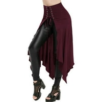 Koaiezne žene modni solidni gotički punk asimetrični čipka za prorezu prednje suknje line suknje