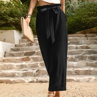 Široke pantalone za noge za žene Trendi čipke visoki struk ravno fit palazzo hlače casual bahatske modne