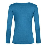 Žene ljetne vrhove dugih rukava casual bluza Grafički otisci žene Henley majice plavi xl