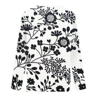 Ljetni cvjetni tiskovina za žene Crochet čipke TRIM V izrez T košulje Casual Labavi majice Trendy Pulover