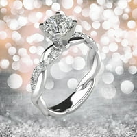 WEFUESD nakit za žene za žene Srebrni prsten za brisanje zircon dijamant Elegantni angažman vjenčani