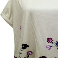 Vrhovi kratkih rukava za žene, žene okrugli vrat kratkih rukava modna cvjetna tiskana majica labavi