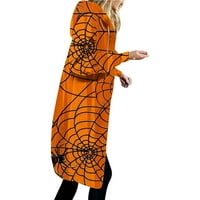 Hoksml Plus Veličina Halloween kapuljač za žene, modni casual Halloween tiskani patentni patentni patentni