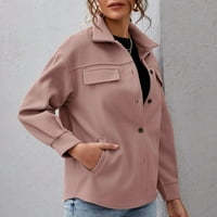 Cardigan za žene Ženske dame Solid Rever Cardigan dugmad dugih rukava majica Outerwear Pink XL