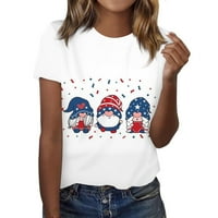 SKSLOEG Womens Bluzes American Flag Majica Casual Futh of Jul Ispisane majice Summer Loseot Patriotic