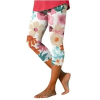 Smihono ženski povremeni elastični struk ispisane obrezirane plažne hlače trendi ljeti jesenski odmor