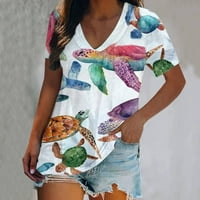 Ženska odjeća ljeto ljeto vrhovi Sea kornjača s kratkim rukavima V izrez T majica Primorski tees Kuća