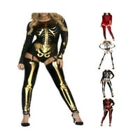 Slušajte Ženska kostim za Halloween kostus skeleta Seksi mini haljina s dugim rukavima Bodycon s čarapama