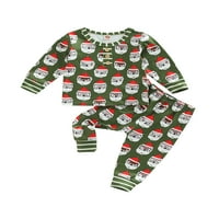 GENUISKIDS Toddler Boys Girginje Božićne pidžame Set Santa Claus Print Dugi rukavi + hlače za spavanje