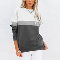 Women plus veličine Ženska modna pulover okrugli vrat Dugih rukava Bluze džemper vrhovi prevrtanja crne